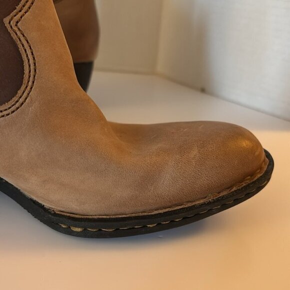 Born Damen Cowgirl Rodeo Beige Leather Zip Western Ankle Booties Women's size 6 - Picture 12 of 13